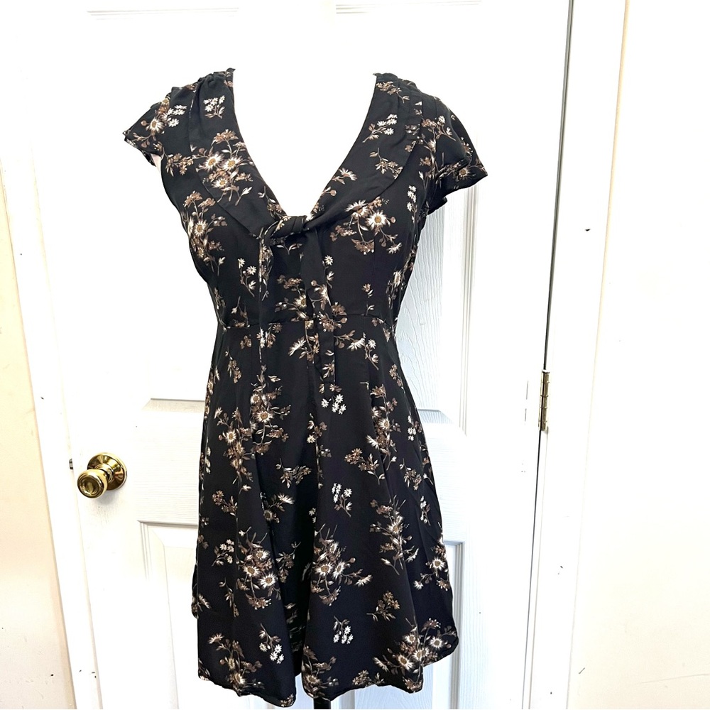 Denim & Supply Ralph Lauren Black Floral Mini Dress Size 6 - Picture 2 of 6